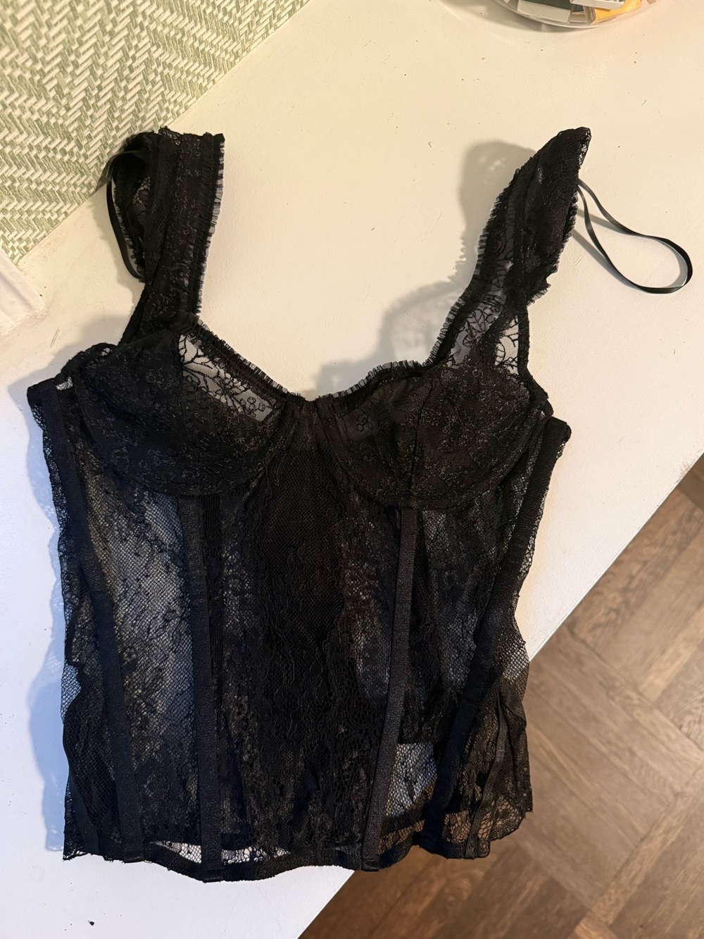 Black Lace Bustier Top